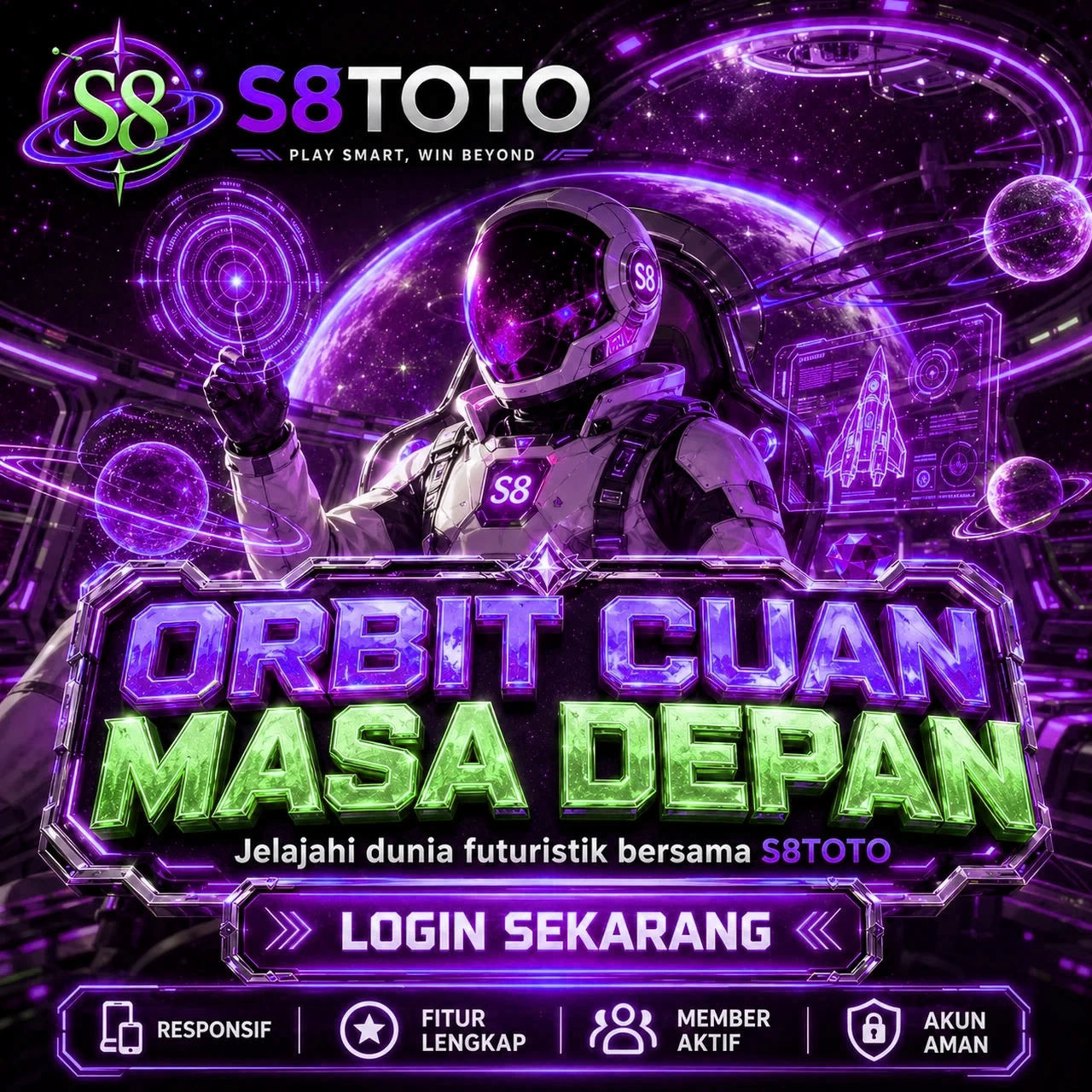 Banner S8TOTO slot gacor online dengan info RTP dan wap s8toto